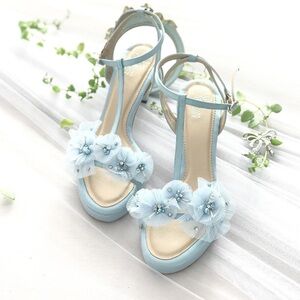 Etsy Custom Light Blue Beaded Heels – Size 9.5 - Made in Indonesia